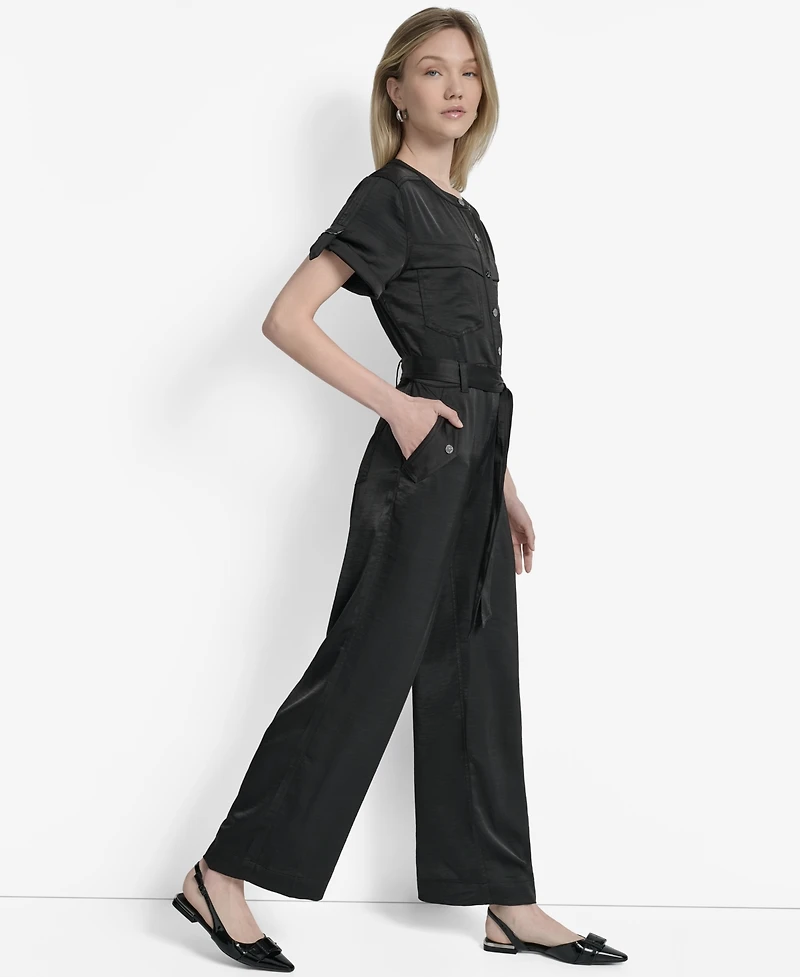 Dkny Women's Glazed Dressing Snap-Front Utility Jumpsuit