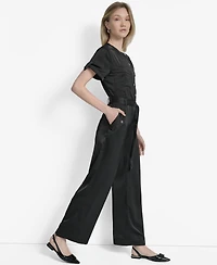 Dkny Women's Glazed Dressing Snap-Front Utility Jumpsuit