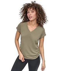 Dkny Sport Women's Crewneck Short-Sleeve Side-Ruched Top