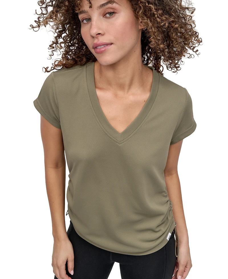 Dkny Sport Women's Crewneck Short-Sleeve Side-Ruched Top