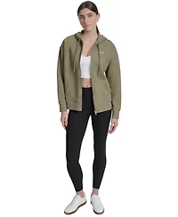 Dkny Sport Women's Studded Mini-Logo Full-Zip Fleece Hoodie