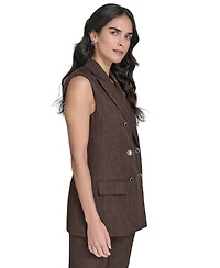 Calvin Klein Petite Double Breasted Sleeveless Blazer