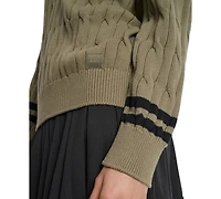 Dkny Sport Women's Cotton Cable Knit V-Neck Sweater
