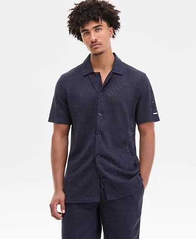 Karl Lagerfeld Paris Men's Open-Weave Jacquard Shirt