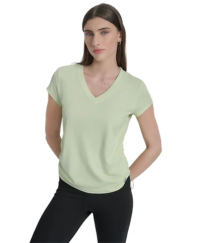 Dkny Sport Women's Crewneck Short-Sleeve Side-Ruched Top