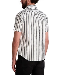 Karl Lagerfeld Paris Men's Short Sleeve Striped Button-Front Shirt
