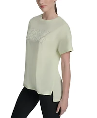 Dkny Sports Women's Rhinestone-Logo Drop-Shoulder T-Shirt