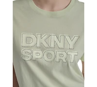 Dkny Sports Women's Rhinestone-Logo Drop-Shoulder T-Shirt