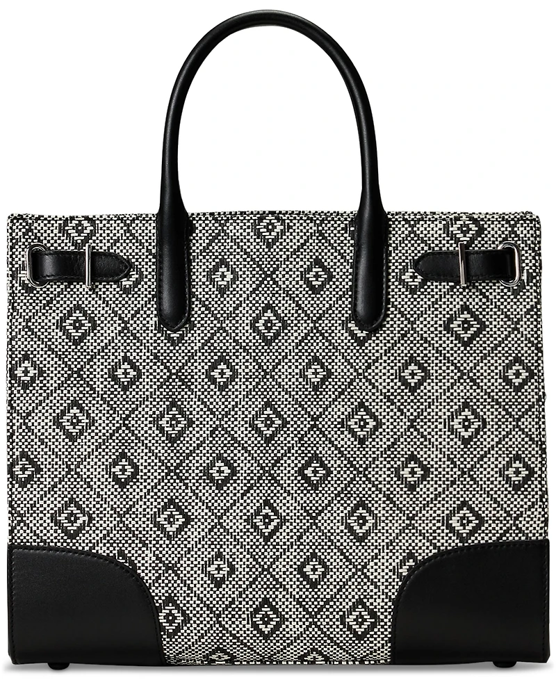Lauren Ralph Lauren Woven Straw Medium Devyn Tote Bag