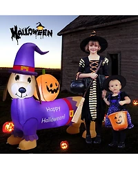 5 Feet Long Halloween Inflatable Dachshund Dog with Pumpkin