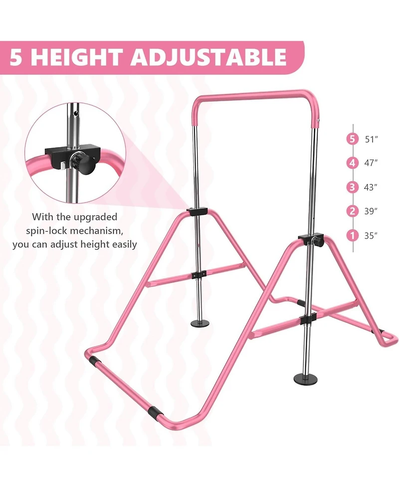 Zenova Gymnastics Bar Kids, Junior Training Bar, Height Adjustable Horizontal Bars With Gym Mat