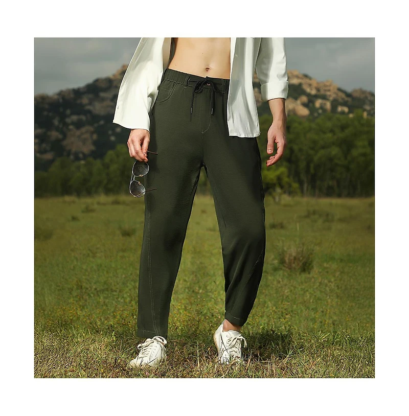 Campus Sutra Men's Sacramento Green Tapered Tailored Trousers