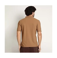 Campus Sutra Men's Tan Brown Seamless Waffle Polo T-Shirt