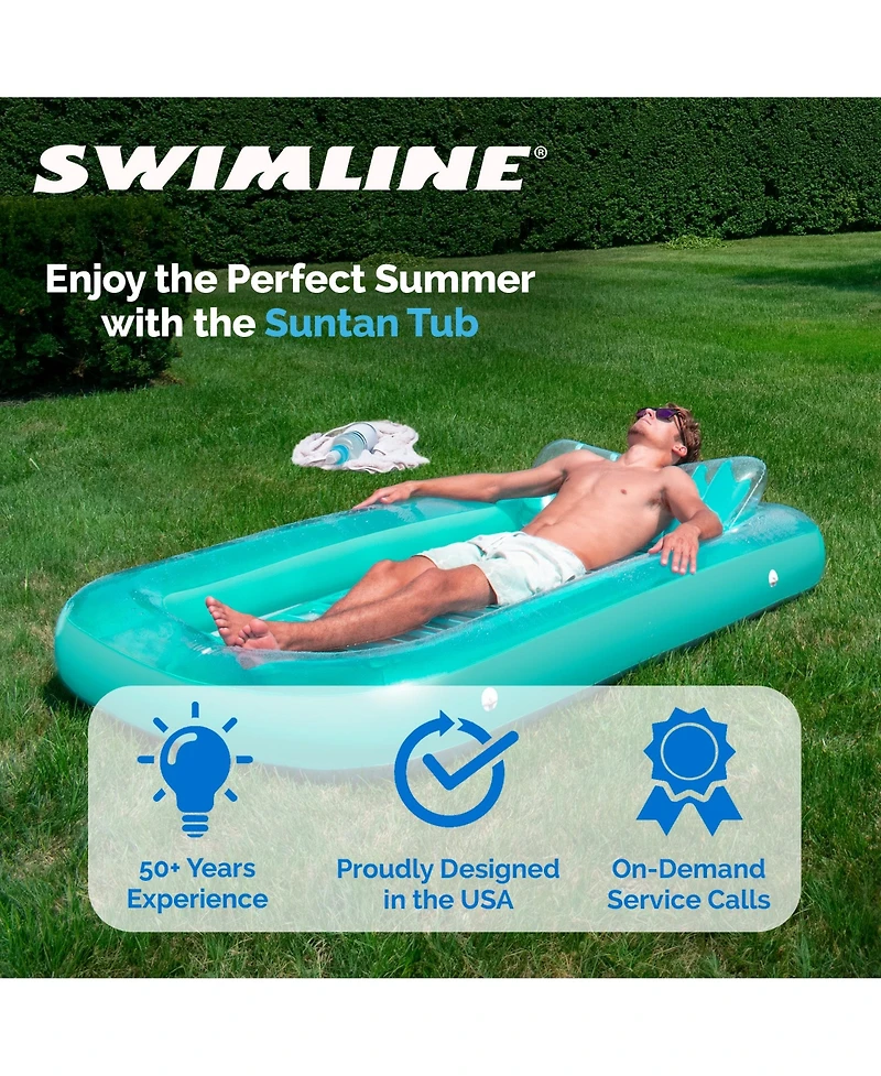 Swimline Original Inflatable Suntan Tub Lounge Float with Adjustable Shade, Mint