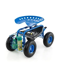 Heavy Duty Garden Cart with Tool Tray and 360 Swivel Seat