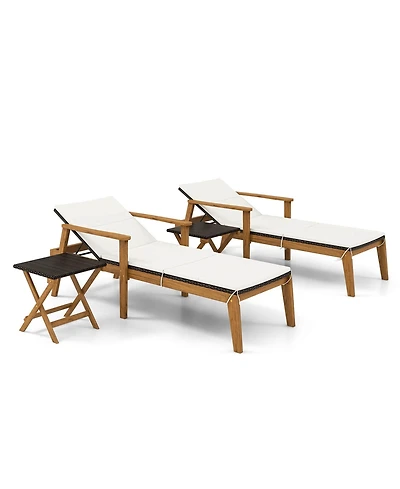 Gymax Set Of 4 Outdoor Chaise Lounge Chair Set w/ Armrests & 4-Level Backrest for Poolside