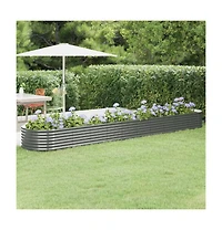 Garden Raised Bed Powder-coated Steel 173.2"x31.5"x14.2" Gray