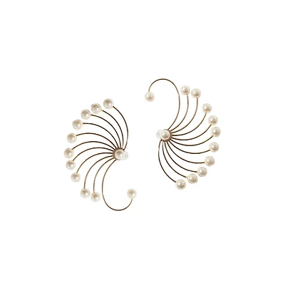 Sohi Gold-Plated Swirl Stud Earrings