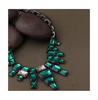 Sohi Women's Green Maxi Stone Statement Necklace
