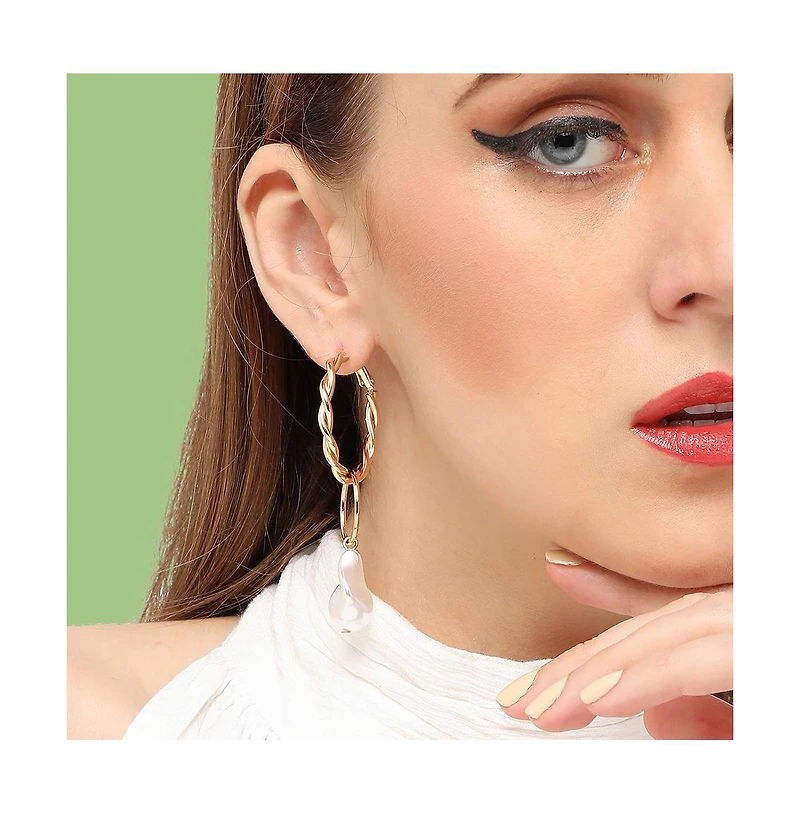 Sohi Women's Snowball Hoop Earrings
