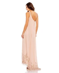 Mac Duggal Women's Flowy One Shoulder Asymmetrical Beaded Gown