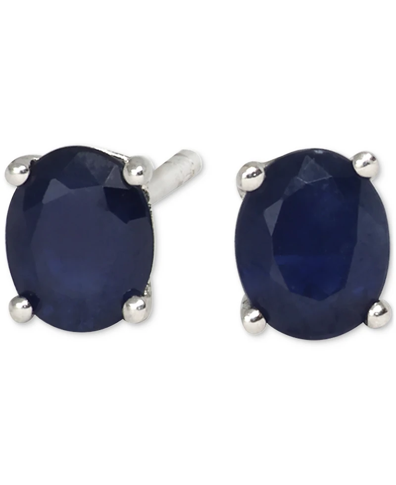 Sapphire Oval Solitaire Stud Earrings (7/8 ct. t.w.) in 14k White Gold