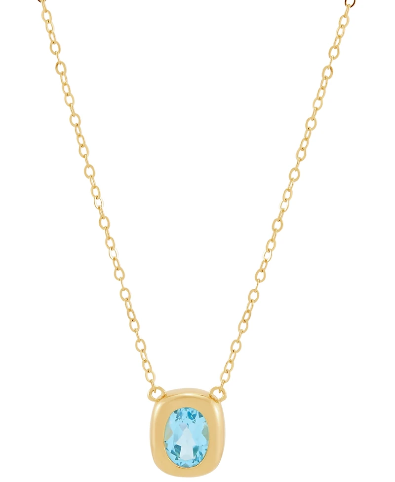 2-Pc. Set Swiss Blue Topaz Bezel Pendant Necklace & Matching Stud Earrings (1-3/4 ct. t.w.) in 14k Gold-Plated Sterling Silver