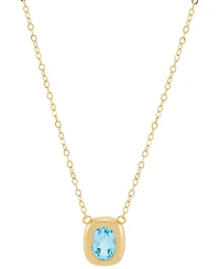 2-Pc. Set Swiss Blue Topaz Bezel Pendant Necklace & Matching Stud Earrings (1-3/4 ct. t.w.) in 14k Gold-Plated Sterling Silver