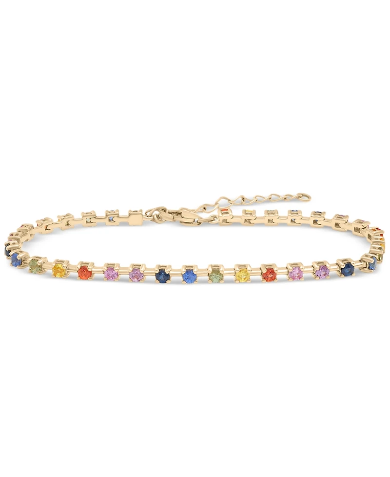 Lab Grown Multicolor Sapphire Flex Bracelet (2-1/8 ct. t.w.) in 14k Gold over Sterling Silver