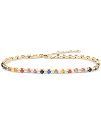 Lab Grown Multicolor Sapphire Flex Bracelet (2-1/8 ct. t.w.) in 14k Gold over Sterling Silver