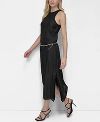 Dkny Women's Chain-Belt Sleeveless Midi Dress