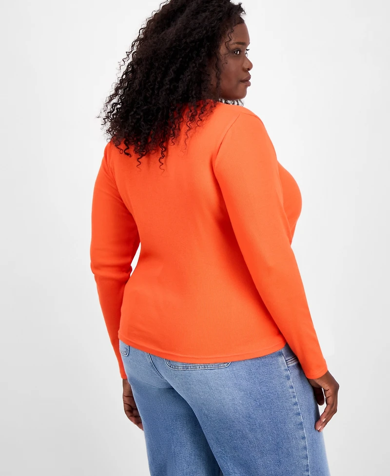 On 34th Trendy Plus V-Neck Henley Shirt, Macy's Exclusive