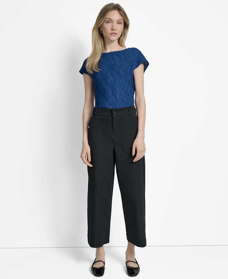 Dkny Women's Crew High-Rise Wide-Leg Pants