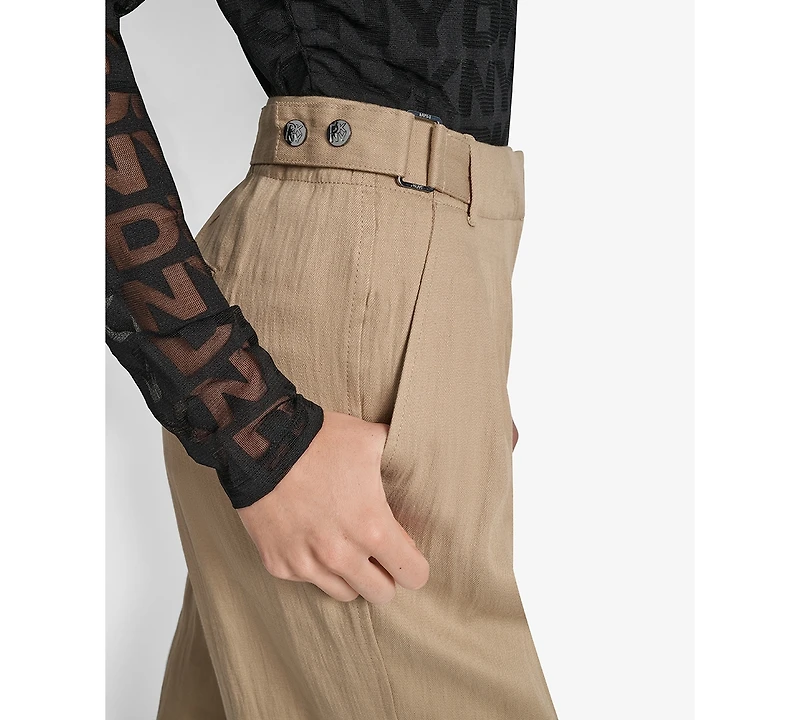 Dkny Women's Weathered Twill High-Rise Pants