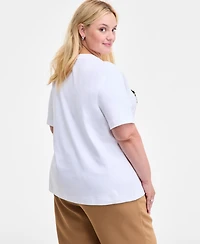 On 34th Trendy Plus Cotton Embellished Crewneck Tee, Macy's Exclusive