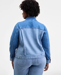 On 34th Trendy Plus Two-Tone Denim Trucker Jacket, Macy's Exclusive