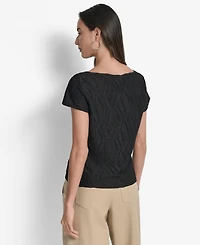 Dkny Women's Textured Boat-Neck Short-Sleeve Top