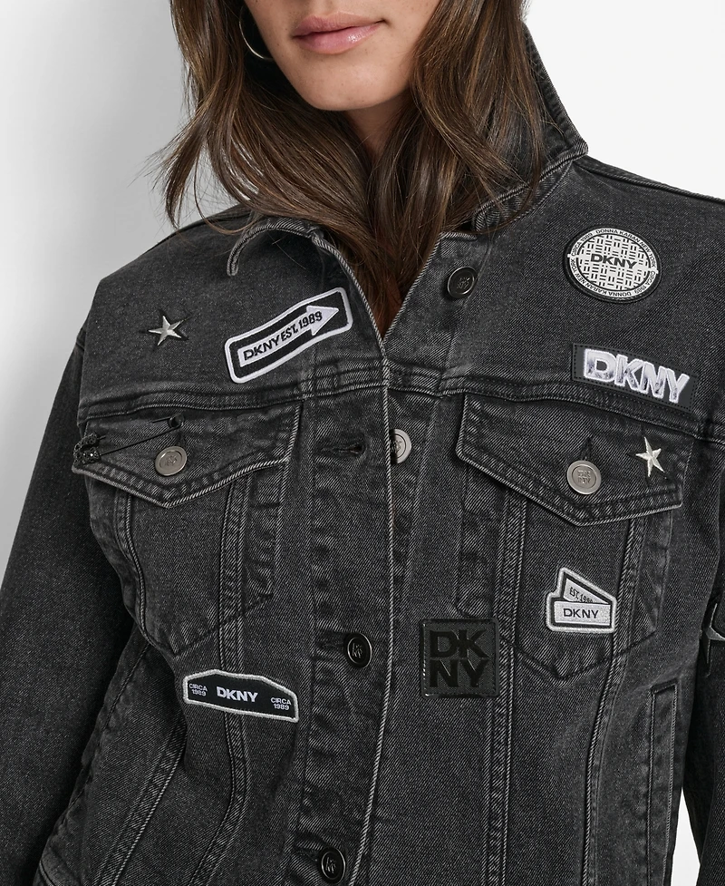 Dkny Women's Pins & Patches Button-Front Denim Jacket