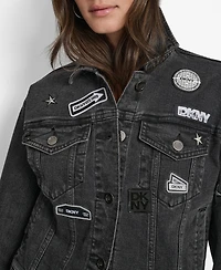 Dkny Women's Pins & Patches Button-Front Denim Jacket