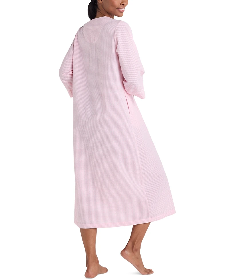 Miss Elaine Women's 3/4-Sleeve Zip-Front Seersucker Robe