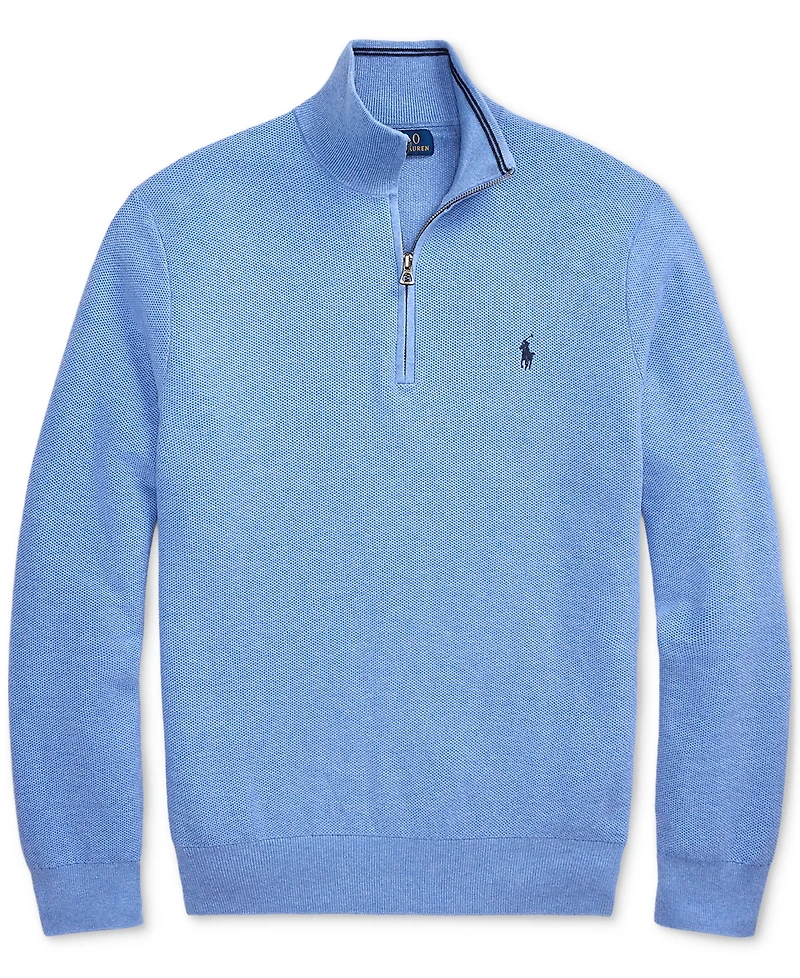Polo Ralph Lauren Men's Mesh-Knit Cotton Quarter-Zip Sweater