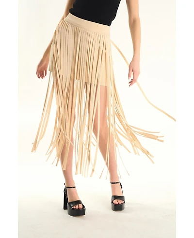 endless rose Women's Knit Fringe Skirt