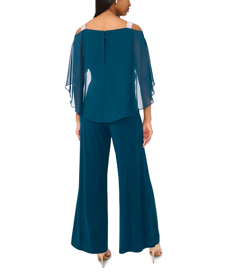 Msk Side-Draped Cold-Shoulder Jumpsuit
