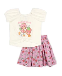 Strawberry Shortcake Toddler Girls Square Neck T-Shirt and Skirt Outfit Set