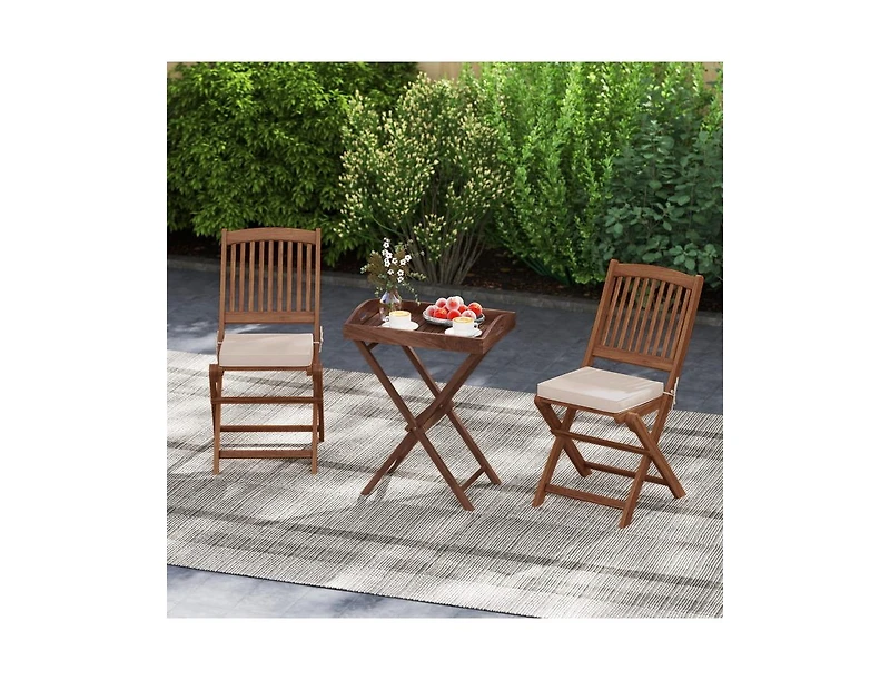 Tray Table with Removable Tray Top for Convenient Serving and Versatile Use on Patio and in Garden