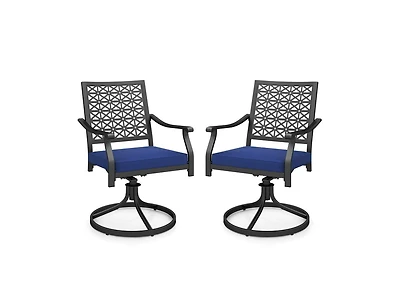 2 Pieces Outdoor Swivel Chairs Patio Dining with Padded Cushions