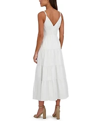 Siena Women's Cotton-Blend Spaghetti-Strap Tiered Maxi Dress