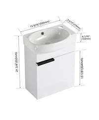 Streamdale Soft Close Doors Bathroom Vanity With Sink, 16 Inch For Small Bathroom