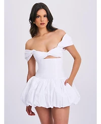 Miss Circle Women's Umika White Bubble Hem Mini Dress