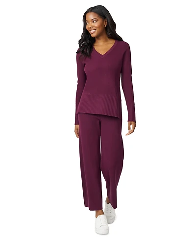 Melissa Paige Petite V-Neck Side-Slit Tunic Sweater